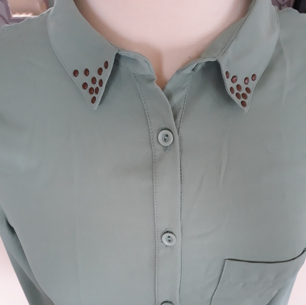 Mint Green Split Back Blouse